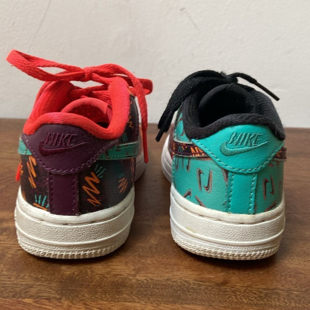 Nike Air Force One LV8 Kids' Mismatched Sneakers - Black, Purple, Orange - Picture 9 of 12